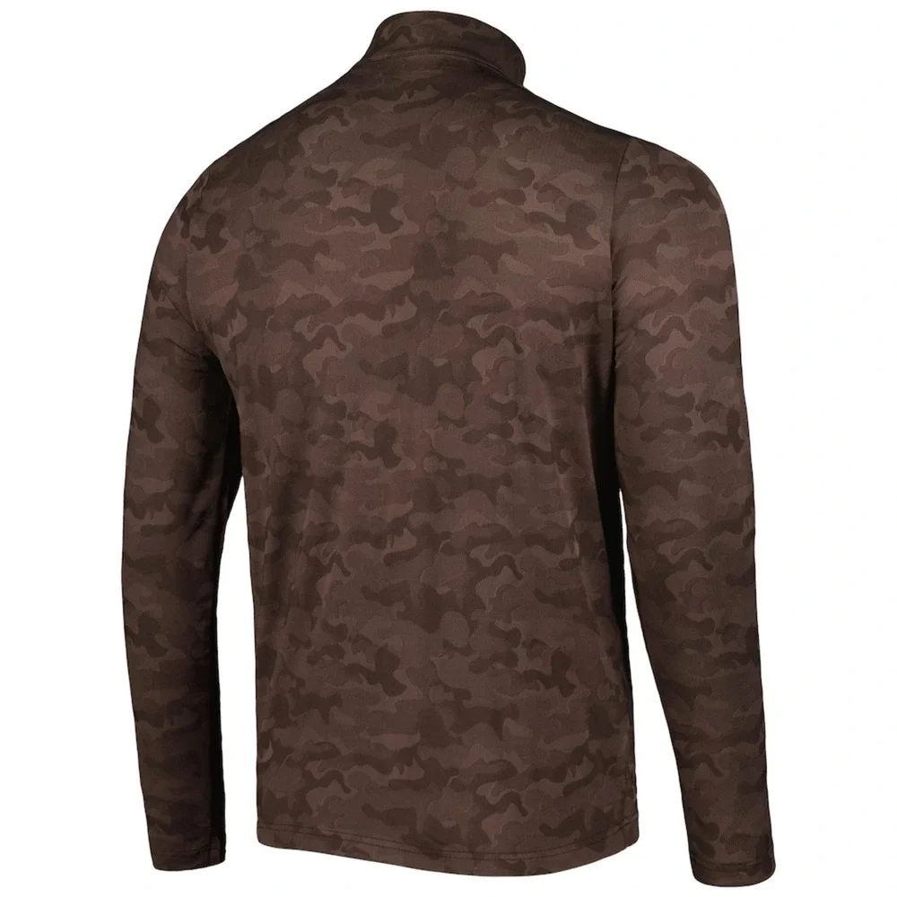 Antigua Cleveland Browns Mens Brigade Camo Quarter Zip Pullover Brown MD 104655